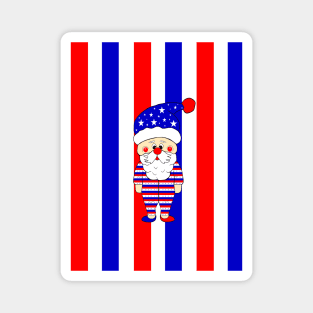 PATRIOTIC  Santa For The Fourth Of July Magnet