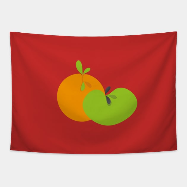 Orange and Apple Pop Art Fruit Tapestry by oknoki