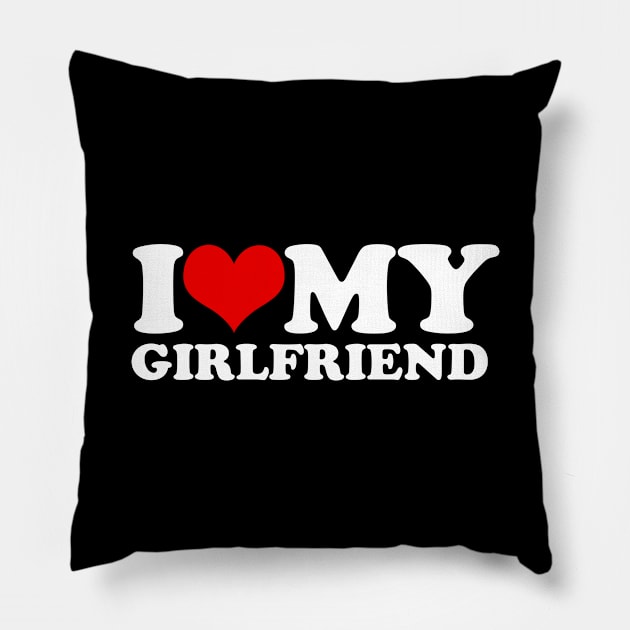 I Love My Girlfriend Pillow by LittleBoxOfLyrics