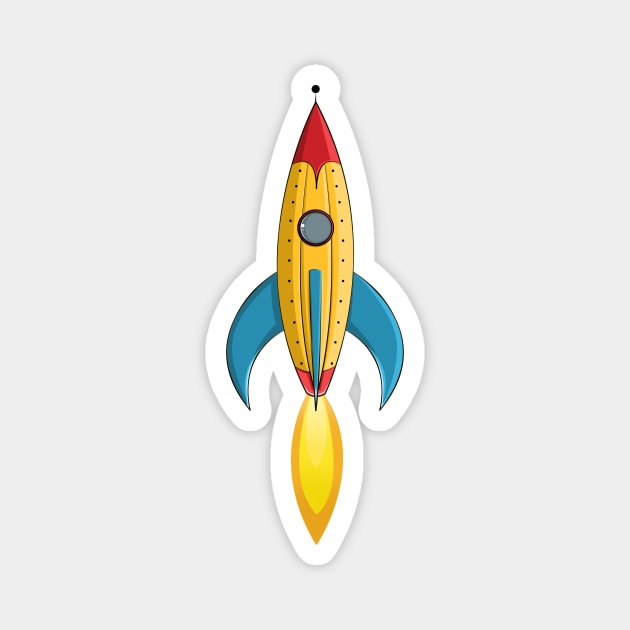 Retro Rocketship Magnet by Art by Angele G