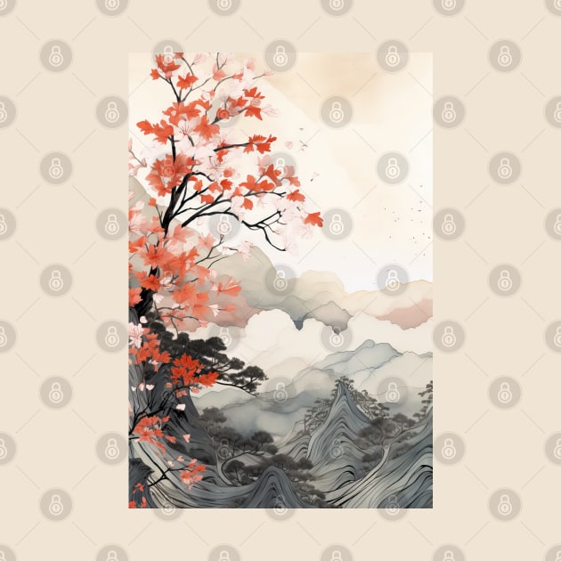 Misty japanese watercolor momiji by etherElric