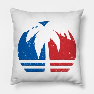 Vintage & Distressed American Flag Beach Sunset Pillow