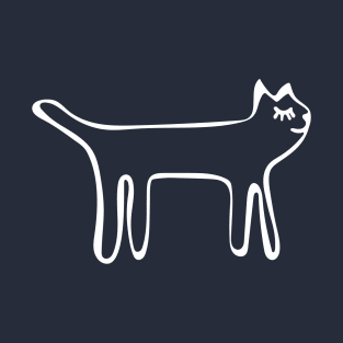 Cute Happy Cat with white outline T-Shirt