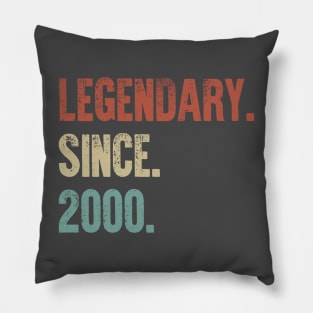 Retro Vintage 20th Birthday Legendary Since 2000 Pillow