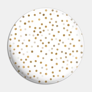 Girly Gold Dots Confetti White Design Pin