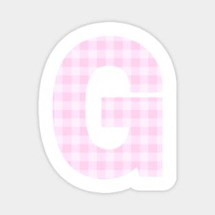 Pink Letter G in Plaid Pattern Background. Magnet