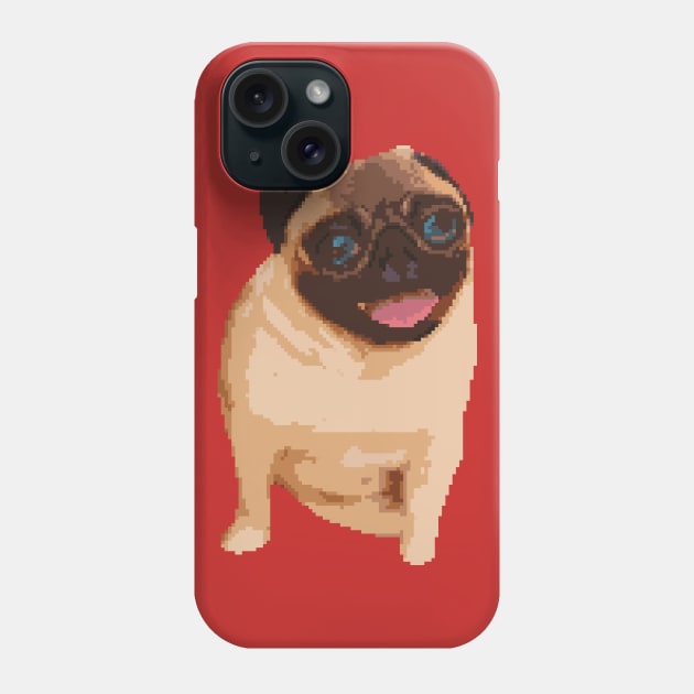 a sitting Pug dog pixel art Phone Case by Arteria6e9Vena