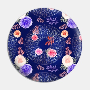 Spring Mandalas and Roses China Blue Pin