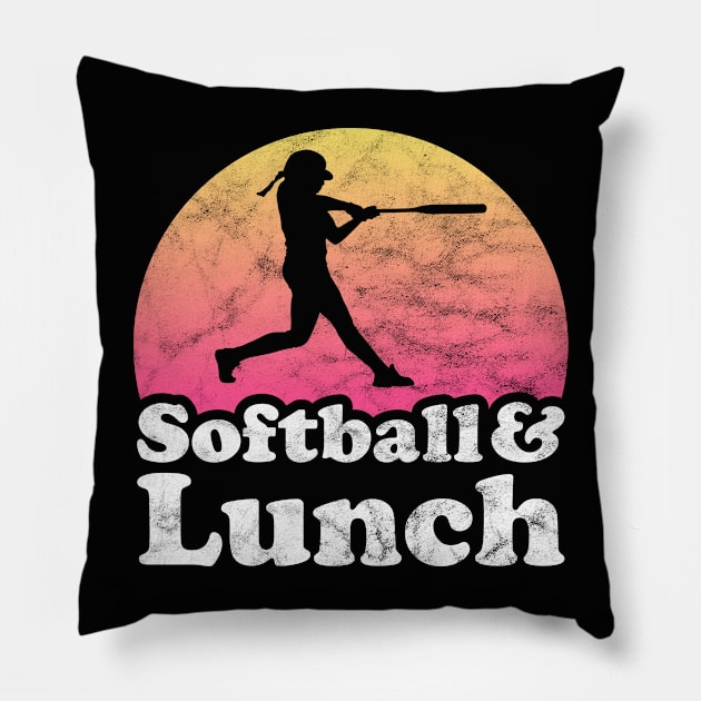 Softball and Lunch Gift for Softball Players and Food Lovers Pillow by JKFDesigns