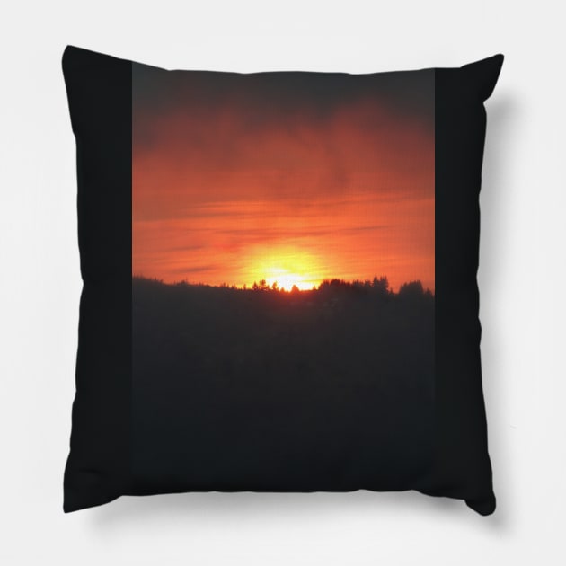 Golden Sunrise Over the Columbia River Pillow by DlmtleArt