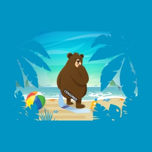 Dalston Bear Censored on the Beach T-Shirt