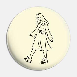 Minimalist lineart girl walking Pin