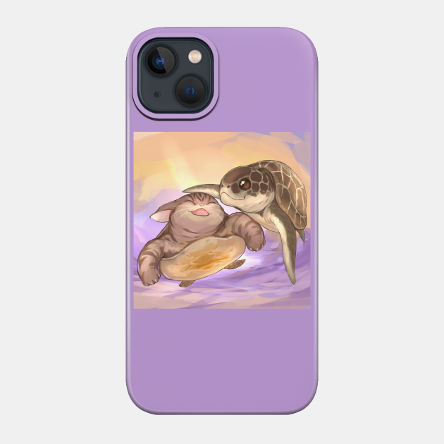 Sea Turtle and Cat - Turtle - Phone Case