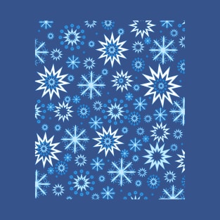 Winter pattern with snowflakes on blue T-Shirt
