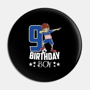 Birthday Gift 9 Year Old Boy Dabbing Soccer Player USA Shirt Pin