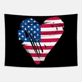 Heart Shape USA American Flag Patriot Tapestry