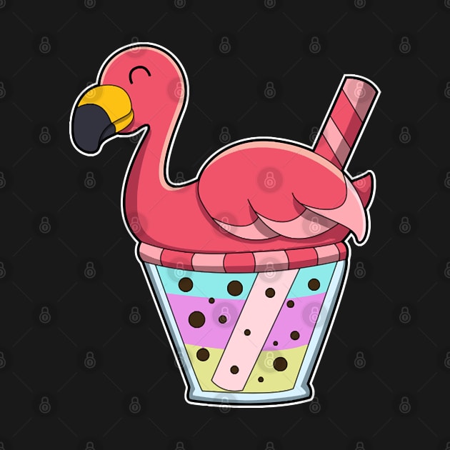 Flamingo with Mug of Juice & Drinking straw by Sonoma92