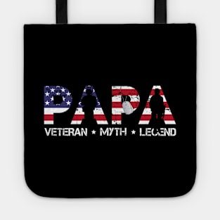 Papa The Veteran The Myth The Legend T Shirt Funny Humor Father Tee for Guys Tote