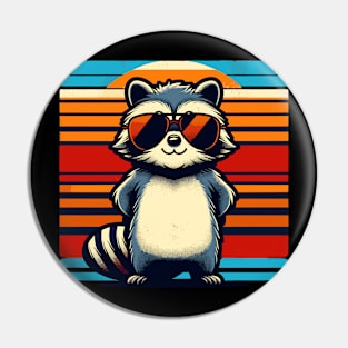 Cool Retro Raccoon in Sunglasses 70s 80s 90s Funny Raccoon Pin