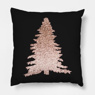 Sparkling rose gold Christmas tree Pillow