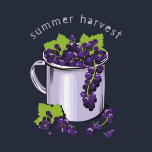 Mug with fresh black currant berries. Summer harvest T-Shirt