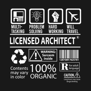 Licensed Architect T Shirt - MultiTasking Certified Job Gift Item Tee T-Shirt