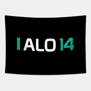 ALO 14 Design - White Text Tapestry