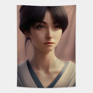 Beaux Animes Art...Beautiful Anime Girl with a Japanese uniform illustration Design Tapestry