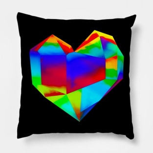 Rainbow Crystal Heart Pillow