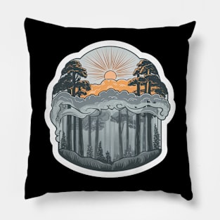 Mystic Forest: Sunrise Among the Trees Pillow