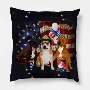 The  4th of July with dogs and flag Pillow