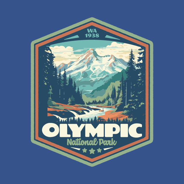 Olympic National Park Vintage WPA Style Outdoor Badge by GIANTSTEPDESIGN