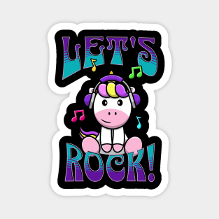 Let's Rock Unicorn Blue Magnet