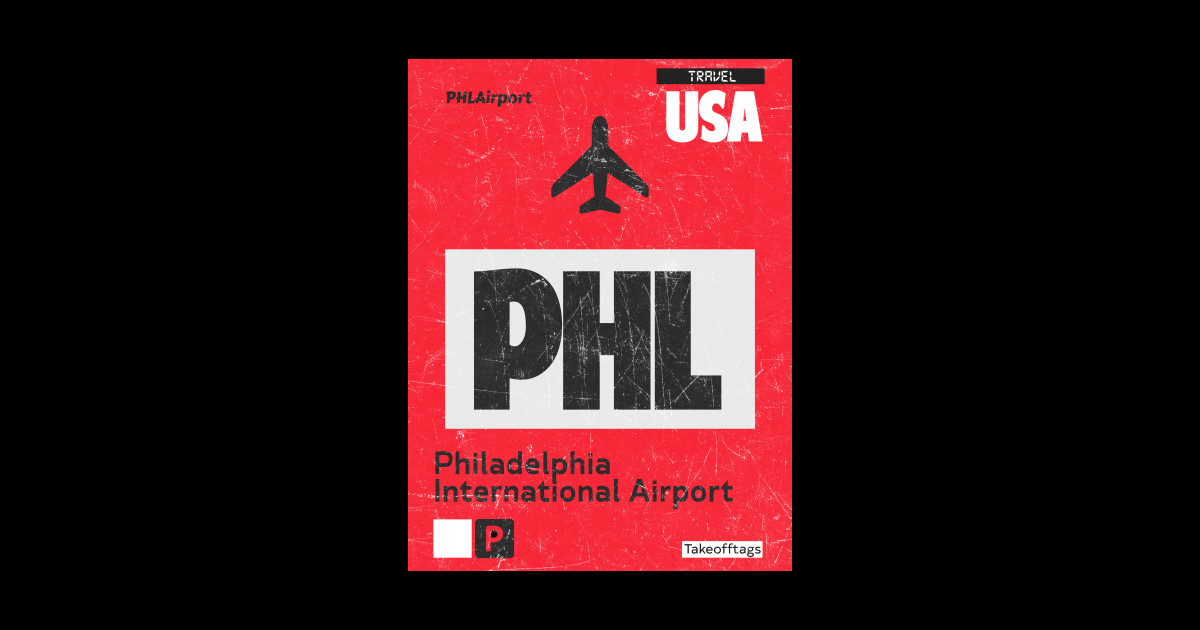 PHL Philadelphia red Airport Code TShirt TeePublic