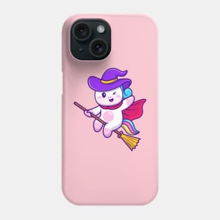 Cute Unicorn Witch Riding Magic Broom Phone Case