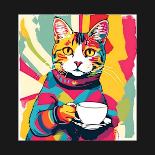 Cat Drinking Tea T-Shirt