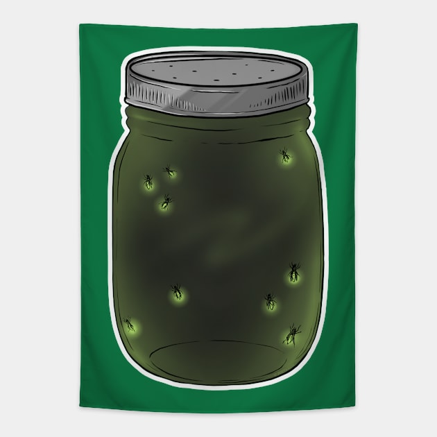 Fireflies in a Mason Jar Tapestry by Justanos