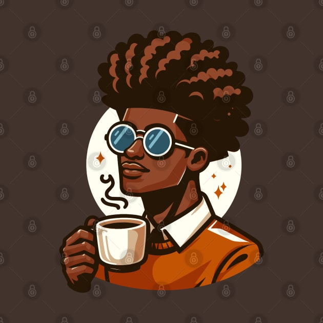 Afrocentric Man Drinking Coffee by Graceful Designs