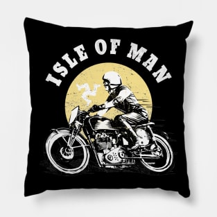 Isle Of Man Retro Vintage Biker Racing Manx Flag Pillow