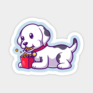 Cute Dalmatian Dog Eating Pop Corn Cartoon Magnet