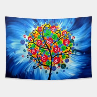 Blue and abstract tree Tapestry