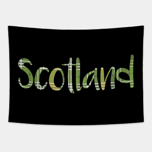 SCOTLAND, Green and Yellow Tartan Style Design Tapestry