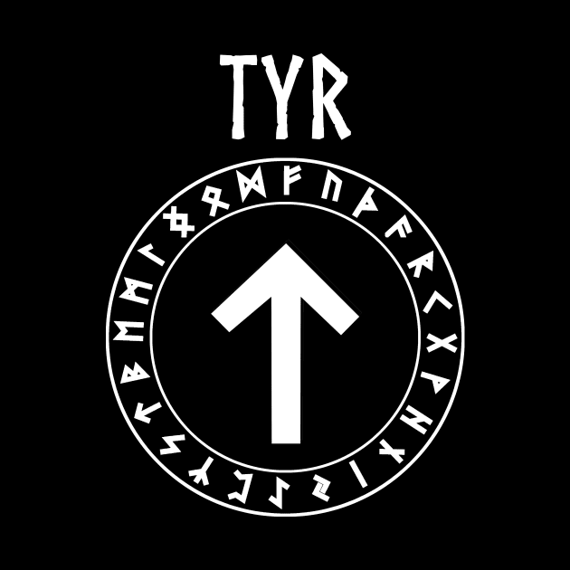 Tyr Norse God Tiwaz Rune by AgemaApparel