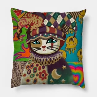 Cat in a joker costume Pillow