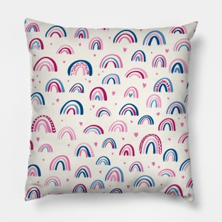 Cute boho rainbows, pink and blue Pillow