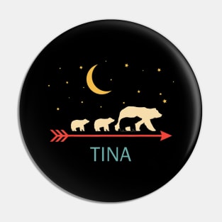 Tina Name Gift Personalized Mama Bear With 3 Cubs Pin