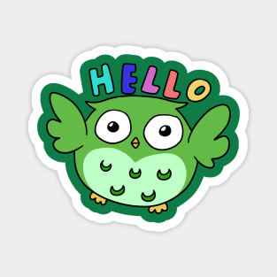 Hello Green Owl Magnet