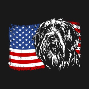 Proud Bearded Collie American Flag patriotic gift dog T-Shirt