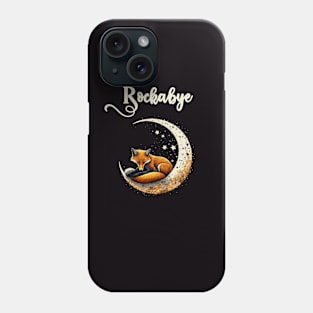 Rockabye fox sleeps in crescent moon with stars Phone Case