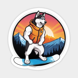 Hero Husky Snowboarder Magnet